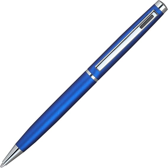 Lanier 4G Ballpoint Pen - Shiny Chrome Ring & Parts with Medium Tip 0.7mm Cross Style Refill (with Accents - White or Black or Purple or Pink)