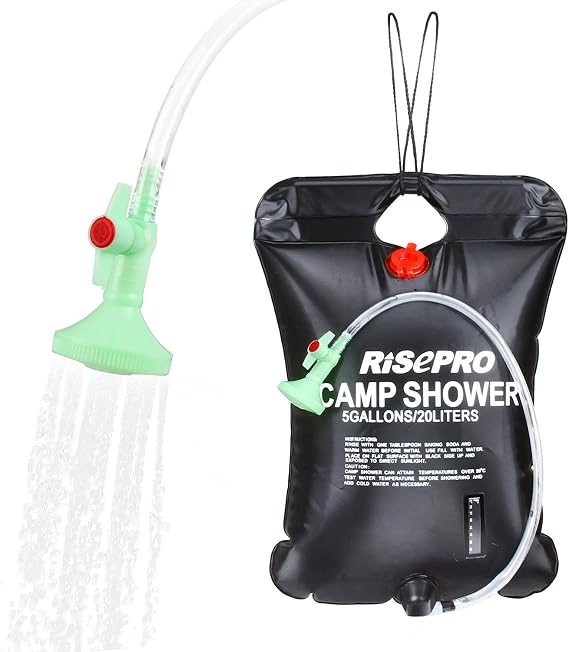Solar Shower Bag, 5 gallons/20L Solar Heating Camping Shower Bag Temperature Indicator Hot Water 45C Hiking Climbing C1004