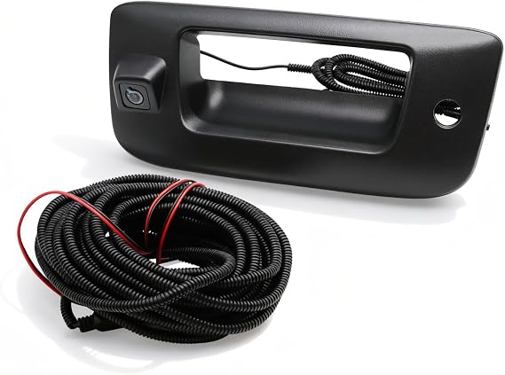 Rear View Backup Camera w/Tailgate Handle Compatible with 2007-2013 Silverado/Sierra 1500 2500HD 3500HD w/Keyhole, Backup Camera Kit, 170 Wide-Angle Lens, Black Outer Shell