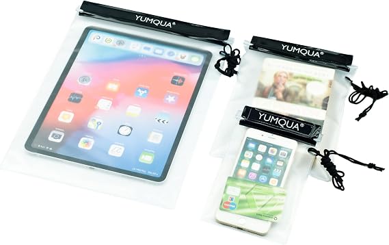 YUMQUA Waterproof Pouch Dry Bags Document Map Holder for Water Sport 3PACK