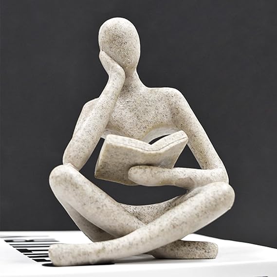Dnoifne Sandstone Reading Women Statue, Thinker Sculptures, Abstract Art Ornament, Modern Aesthetic Figurine Decoration, Suitable for Home Living Room Bedroom Office Shelf Table Desk Bookshelf Decor
