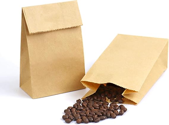 Kslong Mini Brown Paper Bags, 50pcs Small Kraft Paper Bag 1 LB 3.5x2.2x6.7 Baby Shower Wedding Favor Bags Candy Popcorn Treat Bag Bread Cookie Snack Thank You Gift Wrapping Bag Bulk (Brown 2)
