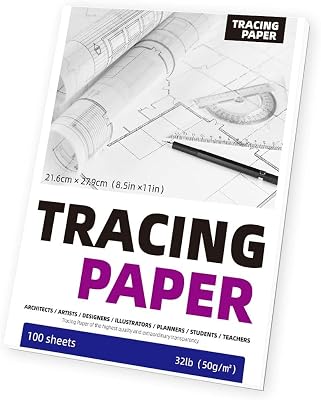 Tracing Paper Pad for Drawing, 100 Sheets, 8.5 x 11 Inch, 50gms Translucent Vellum Paper, for Sketching, Preliminary Drawing, Image Overlays 1 Pack, 8.5×11in