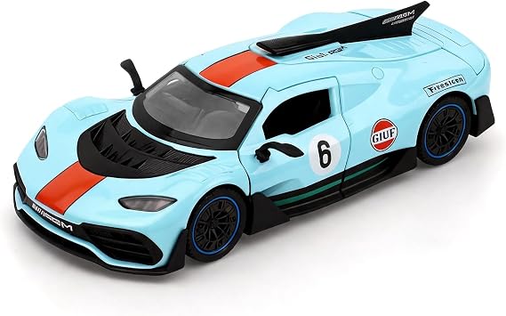 1/32 Scale AMG ONE Diecast Cars Models, Pull Back Alloy Toy Cars with Sound and Light, Collectible Gulf Blue Model Vehicles Toy for Kids and Adults Birthday Gift