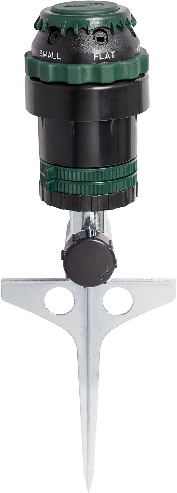 Orbit H2O-Six Gear-Drive Sprinkler on Metal T-Spike - Customizable Lawn Watering Coverage - Multi-Pattern Rotating Head with Adjustable Spray Range - Durable Outdoor Yard Irrigation Sprinkler - 58573