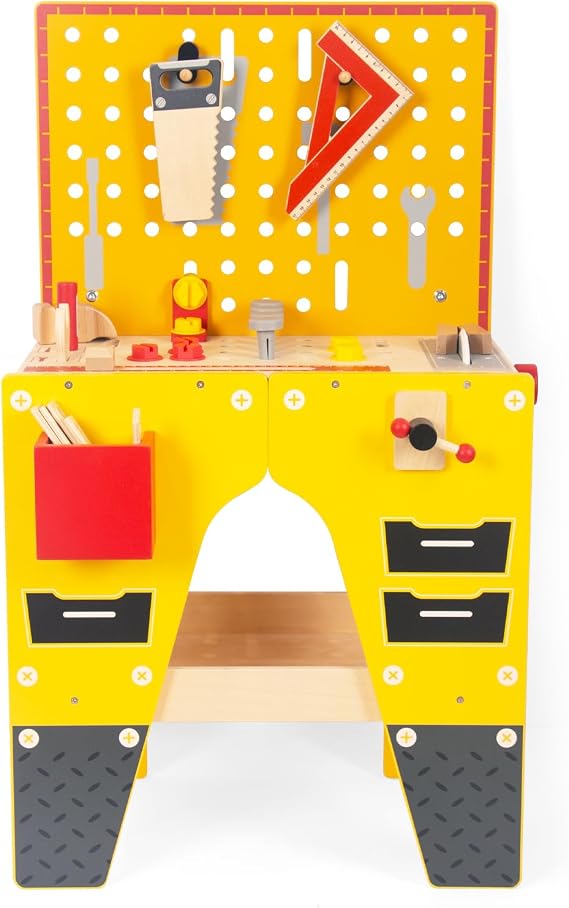 Kids Tool Set,Wooden Tools Bench Educational Toys for Toddlers Ages 3-5 | STEM Pretend Play Tool Bench, Learning Developmental Construction Gift Toys for Boys Birthday Christmas