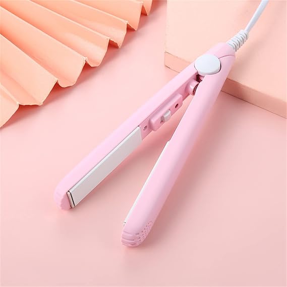 Mini Hair Curler, Werdeny Ceramic Mini Hair Curler for Short Hair, 2 in 1 Mini Ceramic Curler and Hair Straightener, Mini Curling Iron 1/2 Inch Barrel Short Hair (Pink)