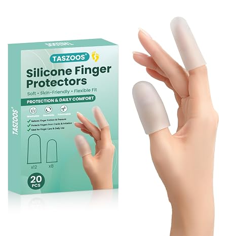 Gel Finger Cots & Finger Sleeves, 20 Pcs Silicone Protectors, Clear
