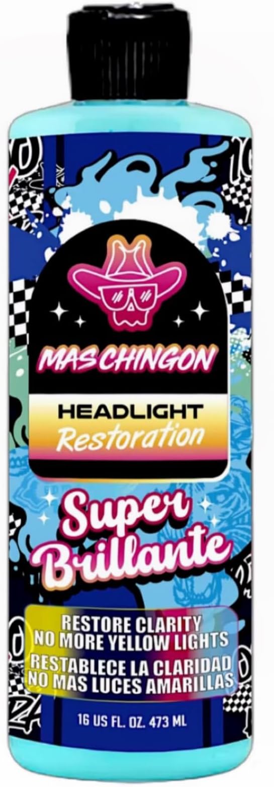 Mas Chingon Headlight Restoration Protect & Restore Clarity yellow, foggy, and hazy UV damaged headlights. No More Yellow Lights (Great for Cars, Trucks, SUVs, RVs, Motorcycles, More) 16 fl oz