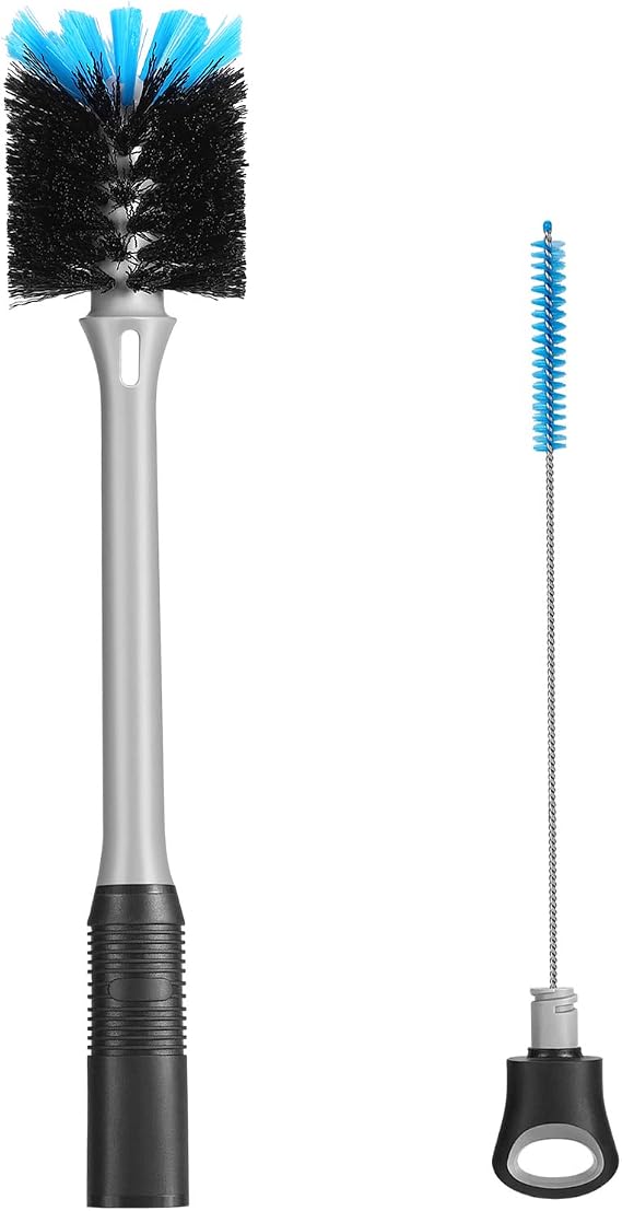 MOSOLAN 2-in-1 Bottle Brush and Straw Cleaner Brush, Black, 1 Pack