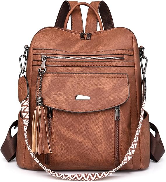 Backpack Womens Fashion PU Leather Backpacks Ladies Casual Rucksack Shoulder Bag Handbag Purse for Work College Travel