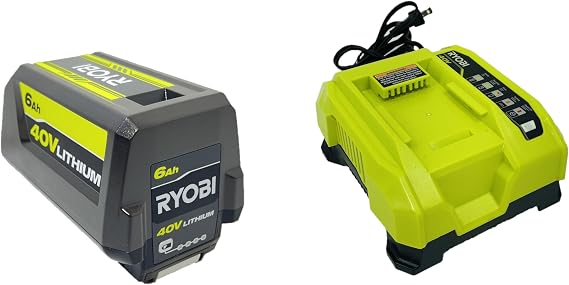 RYOBI 40V Lithium-Ion 6.0 Ah High Capacity Battery and Rapid Charger Kit | Bulk Packaged