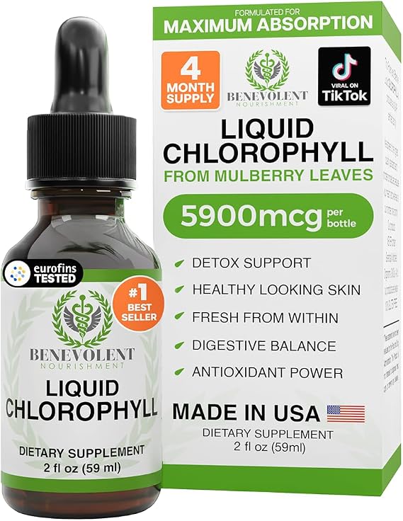 Benevolent Chlorophyll Liquid Drops for Internal Freshness, Peppermint