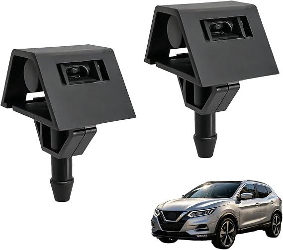 2 Pcs Windscreen Washer Nozzles, Nissan Qashqai Accessories, for Nissan Qashqai J10 J11 2008-2014, Wiper Washer Spray Jet with OEM Fit Direct Replacement, Replaces 28932-JD000 289306MA0A