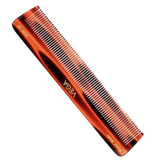 Vega Helmets Vega Tortoise All Fine Tooth Dressing Hair Comb ,Handmade, (India'S No.1* Hair Comb Brand)For Men And Women, (Hmc-03)