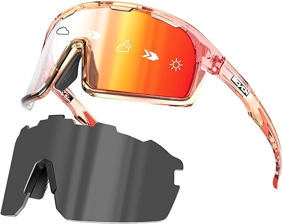 SCVCN Photochromic Cycling Glasses Polarized Men Women Mountain Bike Sunglasses MTB Road Bicycle Riding Clear Sports Glasses