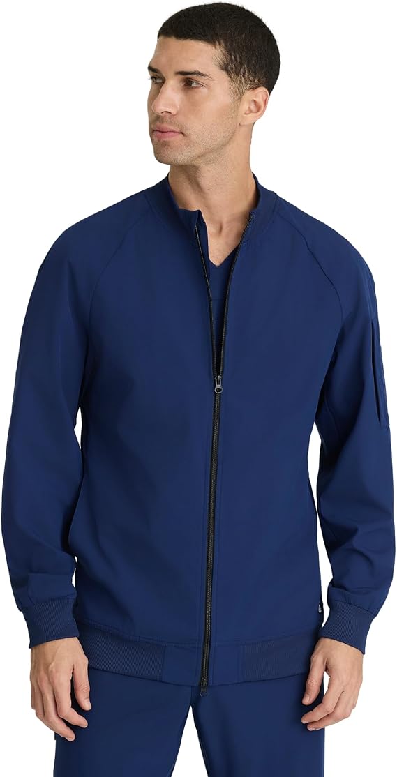 BARCO One Amplify Scrub Warm-Up Jacket for Men - Front Closure Medical Jacket, 4-Way Stretch Men's Warm-Up