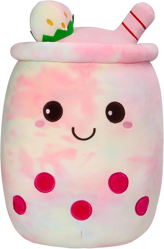 HXPLN Bubble Tea Plush Pillow, 35cm Kawaii Boba Plush Toy for Kids and Adults, Soft Stuffed Boba Plushies for Girls and Boys Gift Idea for Birthday Christmas Holiday Decorations (Colorful)