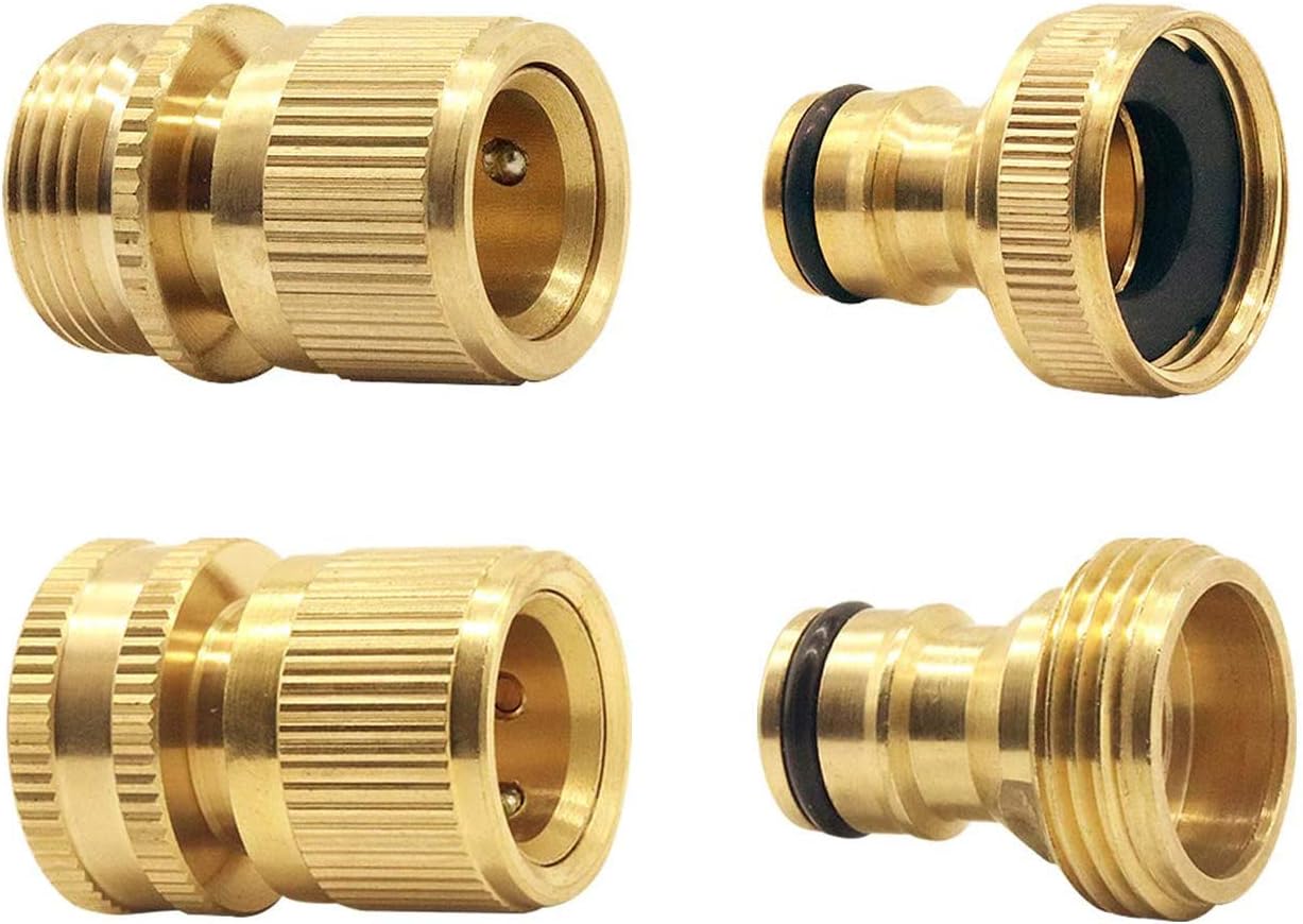Hydrogarden Garden Hose Quick Connector Brass Hose Quick End Connector Garden Hose Nozzle Connect Kit, Quick Disconnect Hose Fittings Male and Female