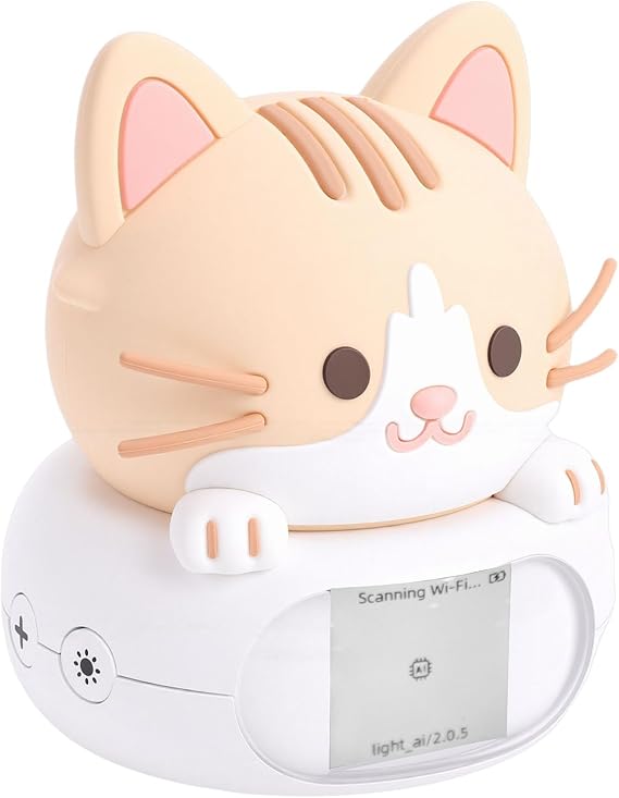 Ai Desk Robot Companion, Smart Ai Learning Chat Robot, Quiet Running Cute Night Light with Voice Commands &, Kid Lock Mode, Ideal for Bedside, Desks & Home (Cat)