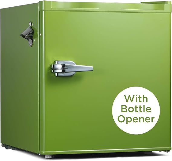 Retro Mini Fridge 1.6 Cu.Ft Small Refrigerator Retro Design with Bottle Opener Matcha Green