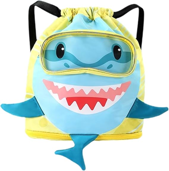 Drawstring Gym Bag Swim Bags,Waterproof Cute Big Shark Draw String Sackpack Beach Backpacks Sport Knapsack for Girls Boys Camping Hiking Shopping Swimming Dance Travel(Independent Shoe Position)