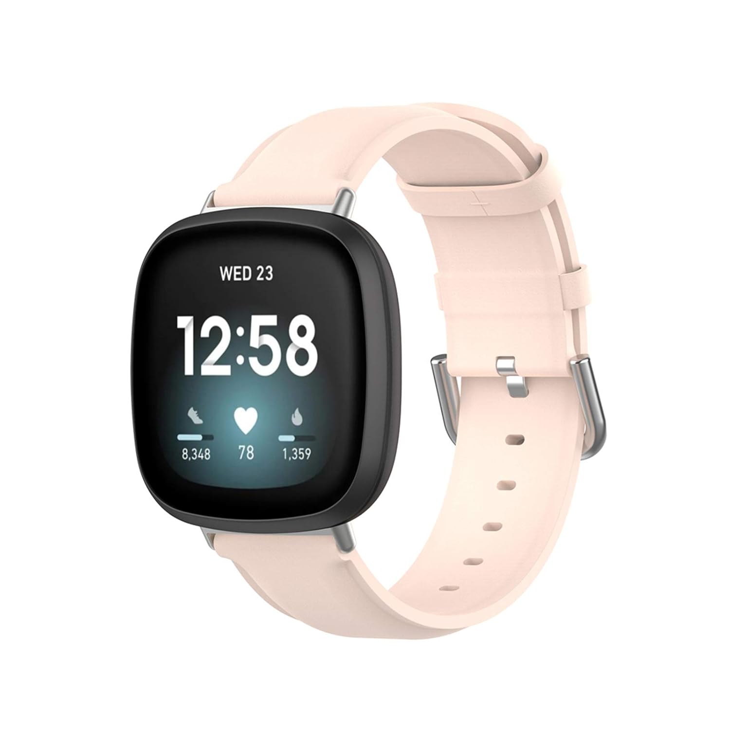 eiEuuk Leather Band Compatible with Fitbit Versa 3 & Sense, Soft Genuine Leather Replacement Watch Strap Wristband Accessories for Men Women