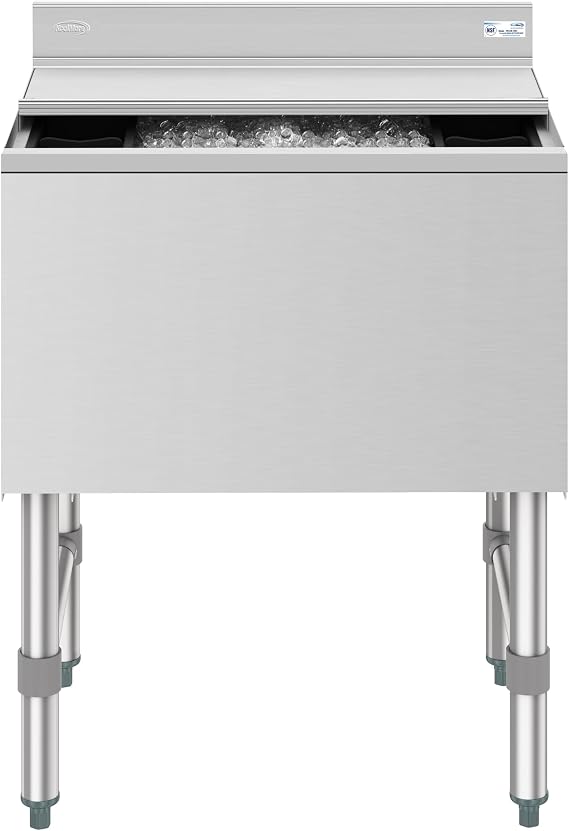 KoolMore 24 Inch Commercial Stainless Steel Underbar Ice Bin with Siding Lid, NSF Certified (KM-UIB-1824)