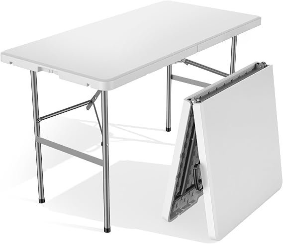 Sweetcrispy 4 FT Folding Picnic Table, Easy to Fold and Store