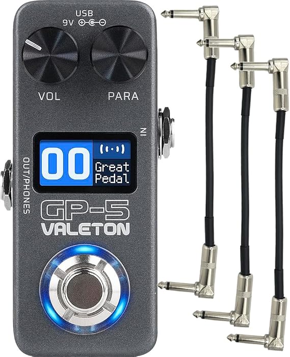 Valeton GP-5 Compact Multi-Effects Processor Pedal - SnapTone Plus IR Loader, 100+ Effects, Bluetooth, USB Audio Interface Built-In Chromatic Tuner 3 Patch Cable Bundle