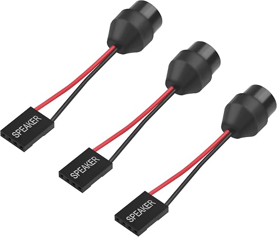 PC Motherboard Internal Speaker, Desktop Computer Case Buzzer for BIOS Post Self-Test Alarm, 2-Pin Mini Plug Speaker with 6.5 cm Cable, Black (Pack of 3)