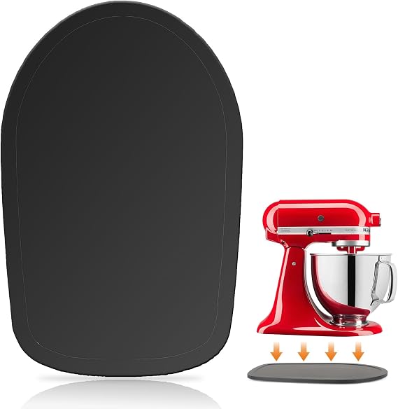 Mixer Slider Mat for Kitchen Aid 4.5-5 Qt Tilt Head Stand Mixer, Wood Sliding Tray Mixer Sliders for Kitchen Aid Artisan Mixer Accessories and Attachments, Countertop Storage Black