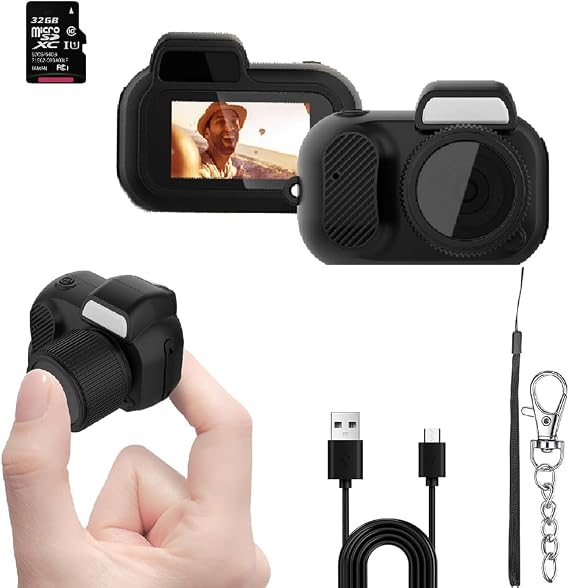 Guppy Mini Digital Camera, Mini CCD Camera Retro, 1080P HD, 32GB SD Card, Eight Filters, CMOS Sensor, 100 Mins Battery Life