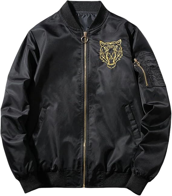 Men's Spring Autumn Embroidered Baseball Jacket Coat