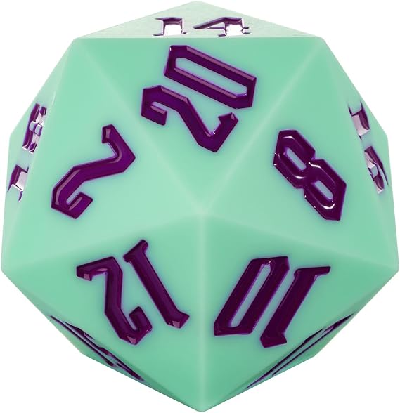 55mm Silicone D20 Dice, Large D20 Single 20 Sided DND Dice