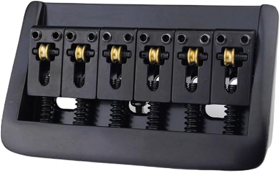 Guyker Adjustable Guitar Bridge 10.5mm String Space with Copper Fixed Saddles and Zinc Block Replacement Part for 6 String Electric Guitar (GG-2006, Black)