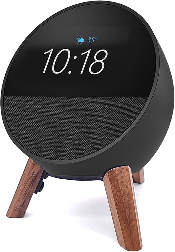 Real Wood Stand for Echo Spot (2024 Released) Smart Alarm Clock (Walnut)
