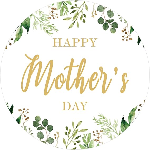 joycraft 60Pcs Mothers Day Stickers, 2 Inch Floral Happy Mother's Day Stickers, Green Flower Self Adhesive Gift Labels for Present Wrapping, DIY Card, Envelope Seal, Cookie Bags, Bouquet