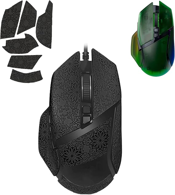 1 Set Mouse Anti-slip Grip Tape Fit for Razer Basilisk V3 Pro, Sweat Resistant,Self-Adhesive Design,Elastics Refined Side Stickers,Professional Mice Upgrade Kit,Black Snowflake Pattern