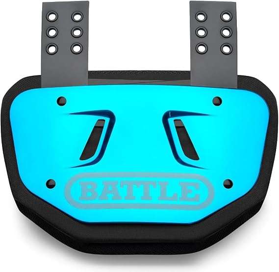 Battle Sports Chrome Football Back Plate Hard Shell Lower Back Protector with Contoured Foam for High-Impact Protection