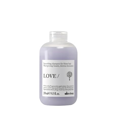 Davines LOVE/Smoothing Shampoo, Gentle Anti-Frizz Cleanser for Frizzy, Coarse or Unruly Hair - Promotes Straightening & Shine - Apple Pulp Formula for Soft, Tamed & Sleek Strands