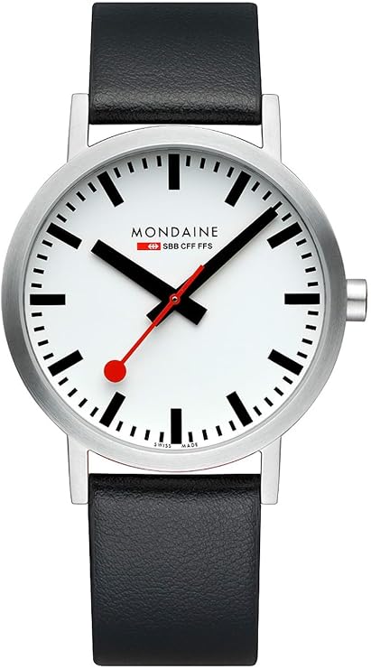 Mondaine Unisex Classic Watch in Black with Leather Strap Case Diameter: 40 mm A660.30360.16SBBV