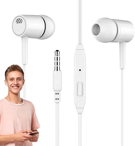 Ergonomic Wired Earphones - Noise Isolating In-Ear Headphones, Wired Earphones with Mic | Sound Wired Earphones with Strong Bass Stereo, Microphone Earphones with Built-in 3.5mm Jack
