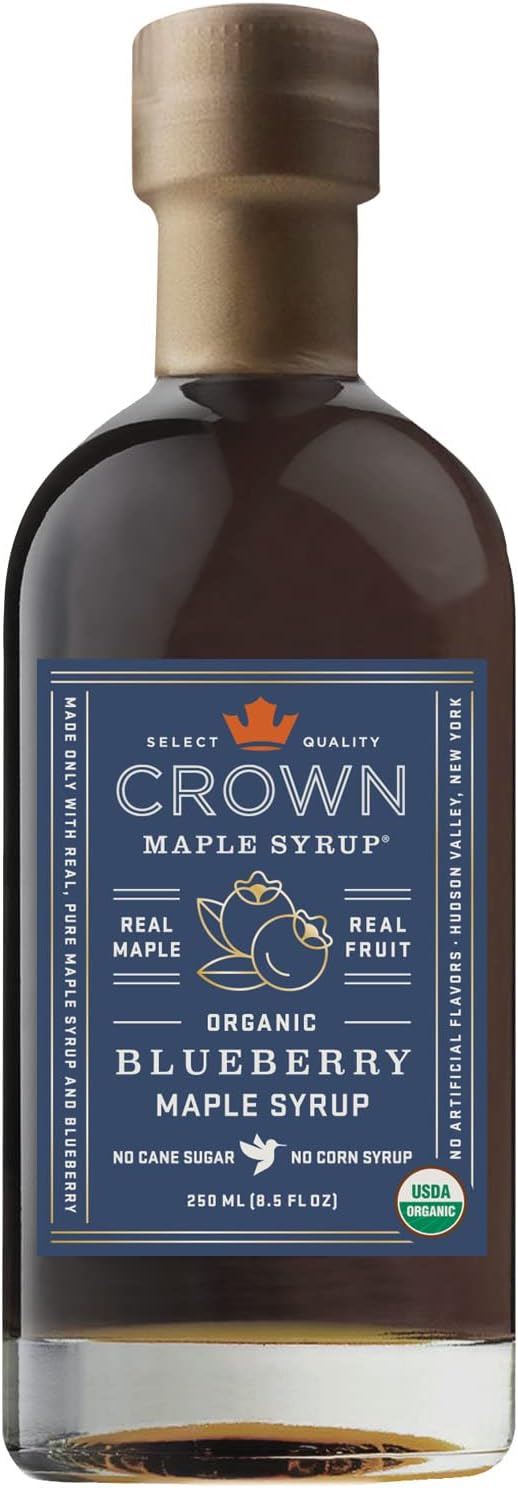 Crown Maple Organic Blueberry Maple Syrup, 8.5 fl Oz, Adds Depth of Fruit Flavor to Marinades, Glazes & Vinaigrettes