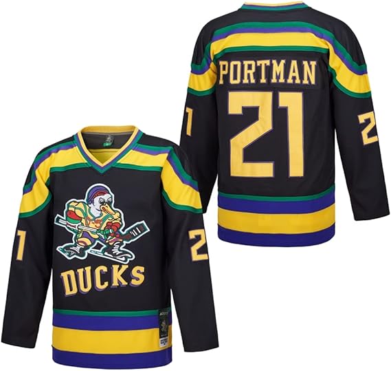 D-5 Men Mighty Ducks #96 Conway #99 Banks Ice Hockey Jersey