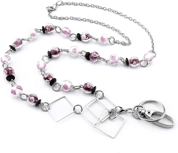 different shapes Badge Lanyards ID Necklaces ID Badge Holder Stainless steel chain