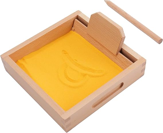 Montessori Letter Formation Sand Tray, Wooden Sand Trays with Pen for Kids Writing Letters and Numbers, Sensory Writing Practice for Preschool Classroom, Kindergarten Learning Tools