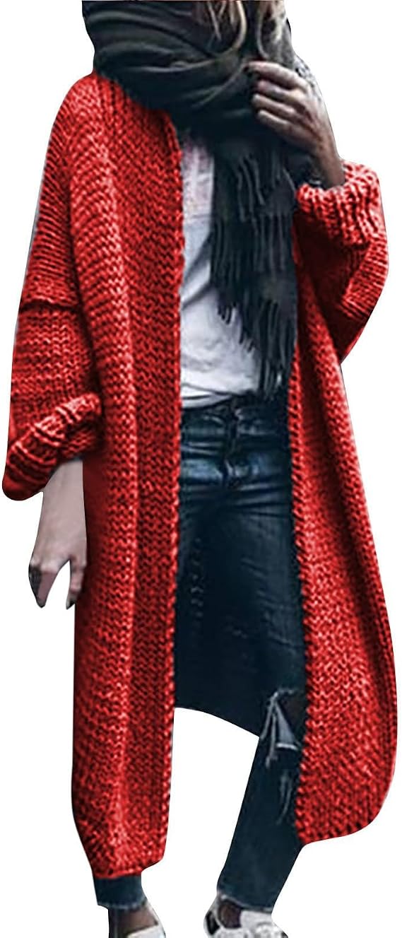 Lolvmvchi Knitting Women'S Coat Large Size Mid Long Plain Casual Women'S Jacket Mid Season Plain Sweaters Chic Womens Op