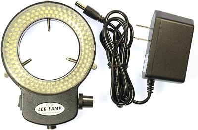 Black 144 LED Bulb Microscope Ring Light Illuminator Adjustable Bright Lamp  Adapter