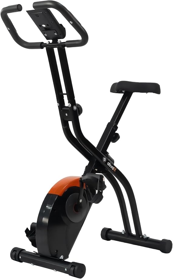 ATIVAFIT Exercise Bike Foldable Fitness Bike Magnetic Foldable Indoor Cycling Bike 3-In-1 Foldable Exercise Bike for Home Use with Resistance Bands Home Workout Exercise Equipment